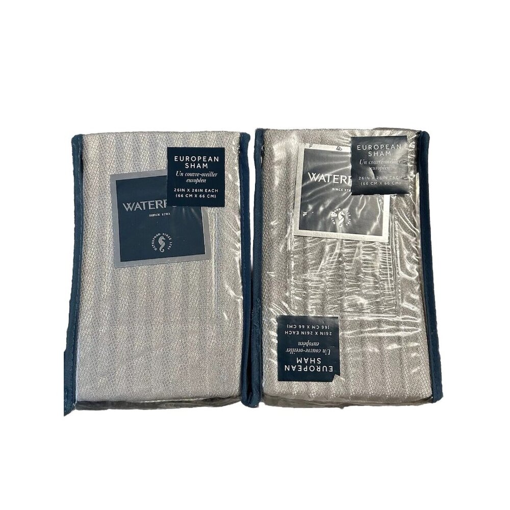 Set Of 2 Waterford European Shams Lysander Platinum Bedding Pillow Cover 26x26 i